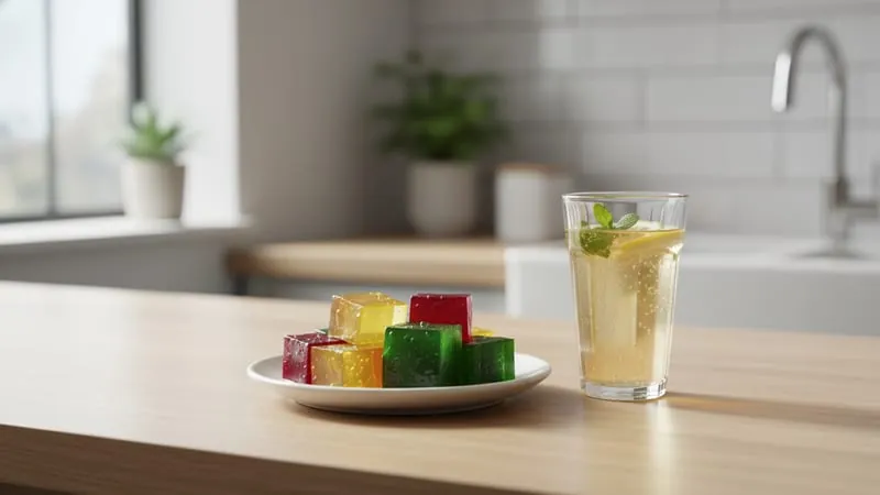 Colorful gelatin cubes for the gelatin trick