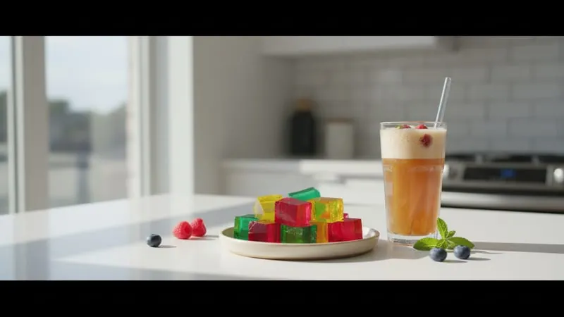 Colorful gelatin and gummy treats
